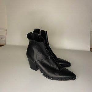office UK silver studded leather western ankle boot